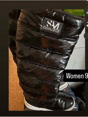 Sam Edelman Glossy Quilted Knee-High Boots - Black